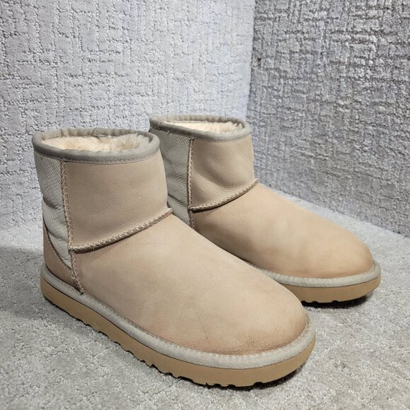UGG Classic Mini Snake II Women's Size 7 US Beige Leather Lined Boots 1017914 - Picture 5 of 11